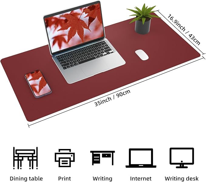 AFIING Cork Desk Mat, 35.4" x 17", Desk pad Protector | Dual-Sided Cork & PU - Image 5