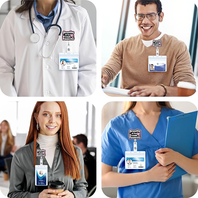 Breathe If I'm Your Favorite Funny Respiratory Therapist Nurse Badge Reel - Image 4