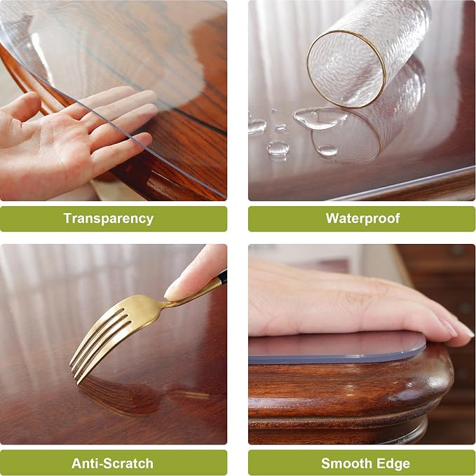 OstepDecor 36 x 90 Inch Clear Table Cover Protector, 2mm Thick Clear Plastic - Image 3