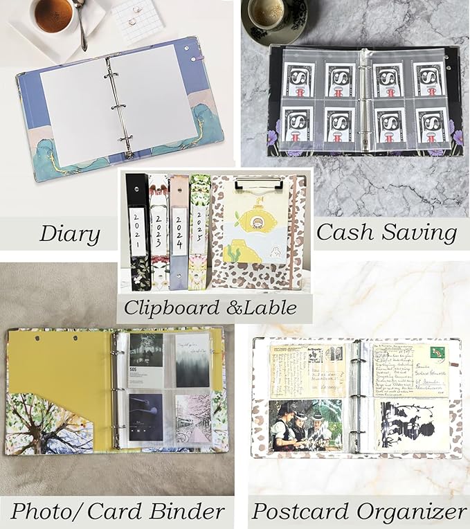 Mini Binder 3 Ring 1 Inch for 5.5"x8.5" Paper, Cute Small Three Ring Binders - Image 4