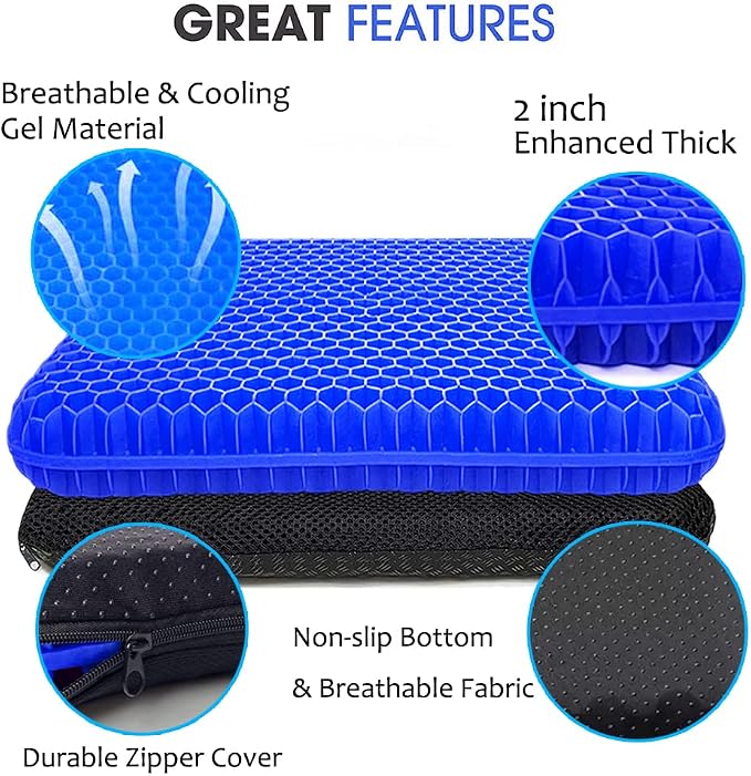 Gel Seat Cushion for Long Sitting, Extra Thick Gel Cushion for Wheelchair Soft - Image 2