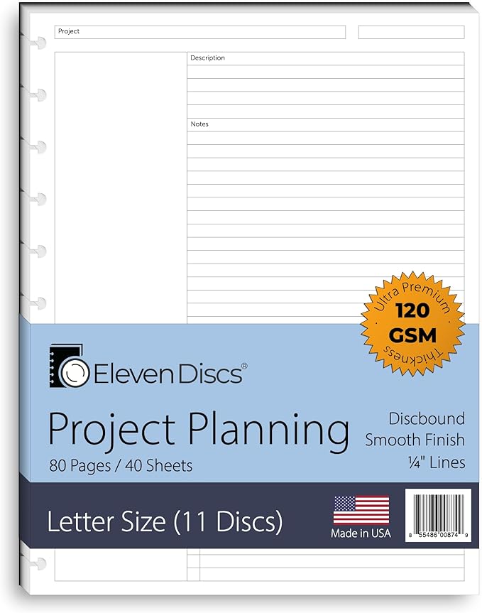 Eleven Discs Discbound Paper, Letter Size Project Planning Sheets by ElevenDiscs