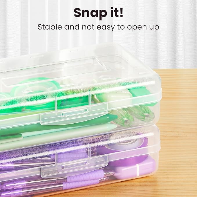 Sooez Clear Pencil Case 6 Pack – Plastic Pencil Box & Crayon Box Bulk, Large - Image 4