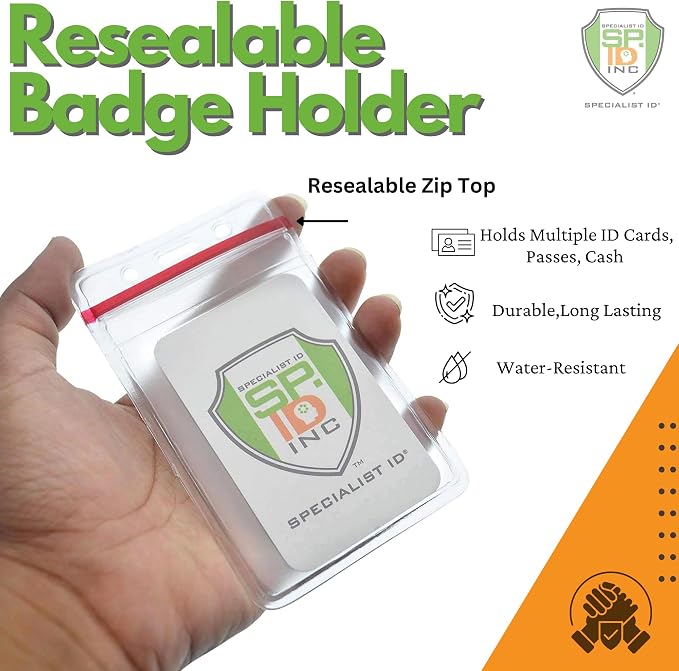 Bulk 100 Pack - Heavy Duty Clear Vinyl Badge Holders - Image 2
