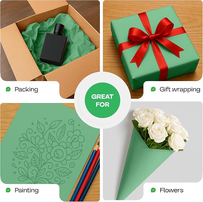 Christmas Green Kraft Paper Roll 24" x 1200" - Image 6