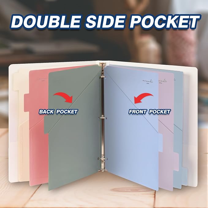 H4D 6-Tab Plastic Binder Dividers, 2 Pockets, Pastel Colors, 6 Sets | Made of - Image 4
