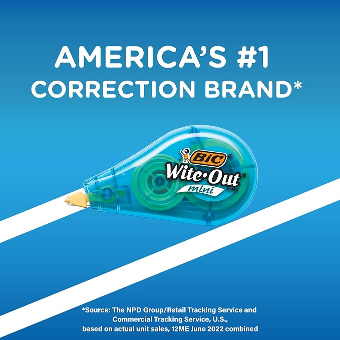 BIC Wite-Out Mini Correction Tape, No Dry Time, Long Lasting - Image 7