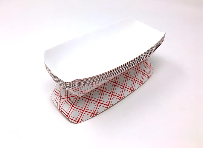 Mr Miracle 7 Inch Paper Hot Dog Tray in Red White Pattern. Pack of 25. - Image 7