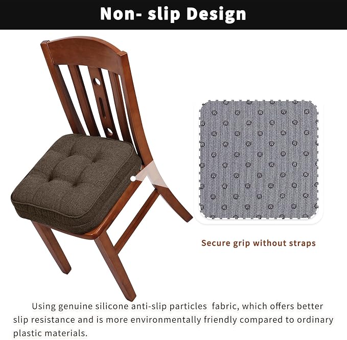 GOFORIT Chair Cushions, Tufted Shredded Memory Foam Chair Pads, Non-Slip Seat - Image 3