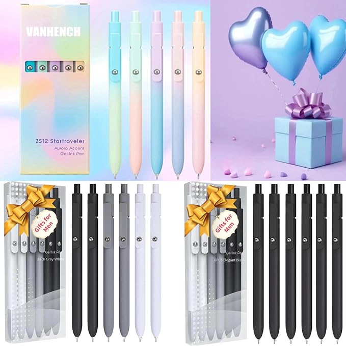 Vanhench 10Pcs Gel Pens, Happy Birthday Gift Basket, Aesthetic Office Supplies - Image 7