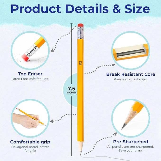 Rosmonde Pencils Bulk 5000 Pack, Pre Sharpened #2 HB, Pencils for - Image 2