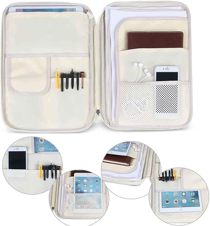 JAKAGO A4 Travel Portfolio Multifunctional Document Organizer Zippered Case - Image 4