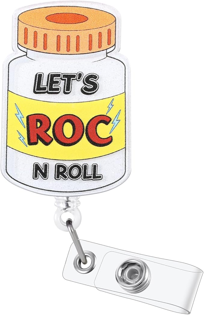 Let's ROC N ROLL Funny Nurse Badge Reel, Cute Medical Bottle Retractable ID by Unknown