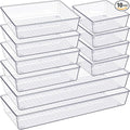 Criusia Drawer Organizer, 10 Pack Large Clear Plastic Set, 3 Size Versatile by Criusia