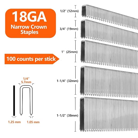 1000-Count 1-1/4 Inch Length, 18 Gauge 1/4 Inch Narrow Crown Staples, Heavy - Image 2
