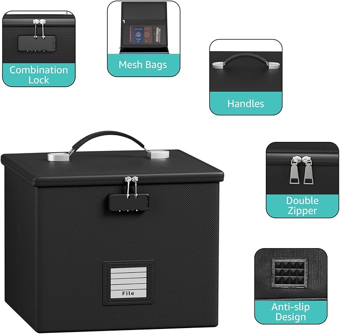 2 Pack Fireproof Document Box File Organizer - Image 3