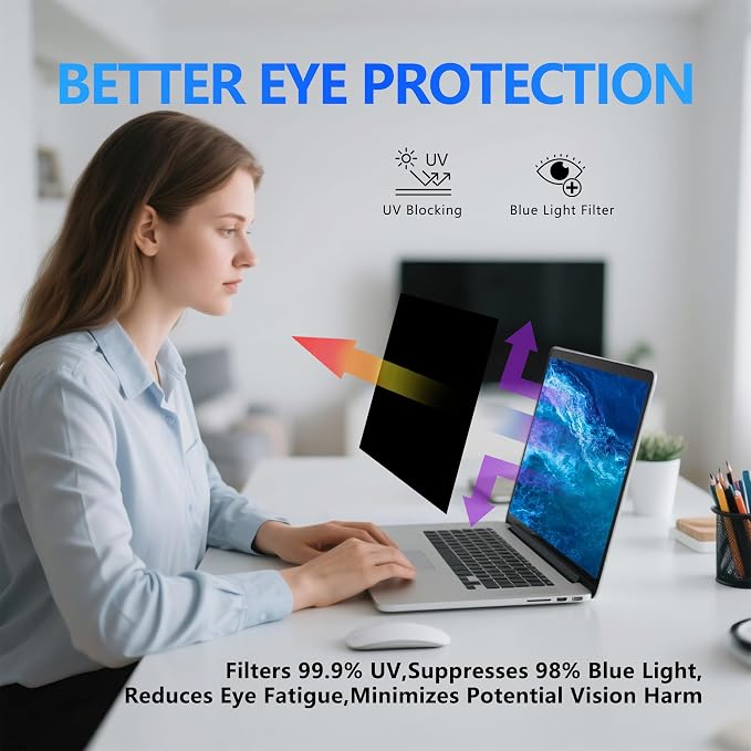 4-Way Laptop Privacy Screen Shield 15.6 Inch, Removable 16:9 Aspect 360° - Image 5