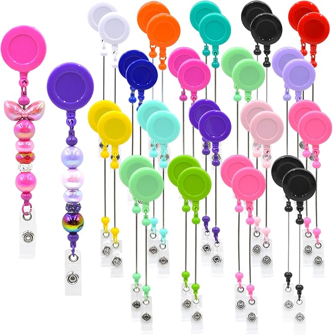 30pcs Colorful Beadable Badge Reels Making Kits by Unknown