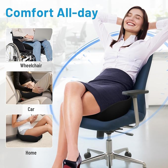 Cushzone Seat Cushion, Memory Foam Office Chair Cushions, Ergonomic Curved - Image 5