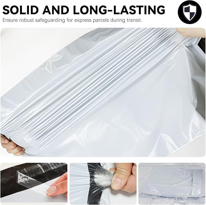 12"x15.5" Poly Mailers，White Shipping and Envelope Bags Pack of 100 - Image 3