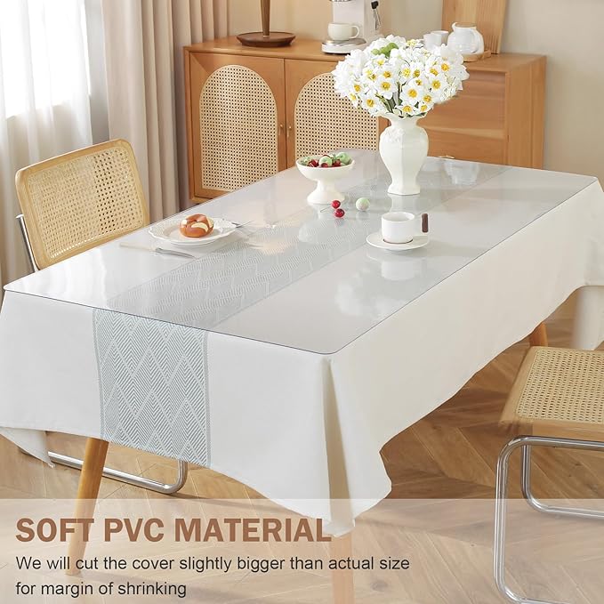 LovePads Clear Table Cover Protector, 16 x 42 Inch 2mm Thick Plastic Table Cover - Image 4
