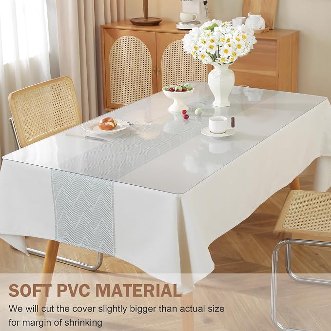 LovePads Clear Table Cover Protector, 54 x 96 Inch 2mm Thick Plastic Table Cover - Image 4