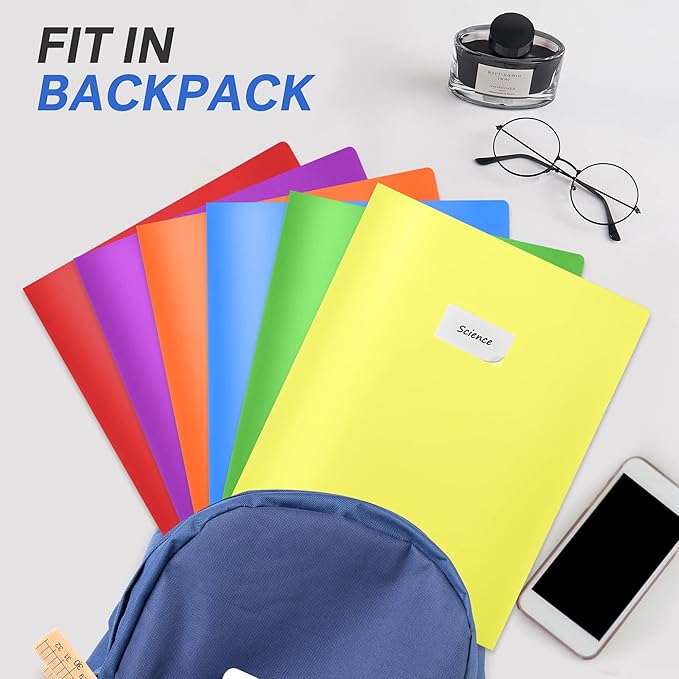 Sooez 14 Pack Folders with Pockets, Pocket Folders with Extra Labels, Plastic - Image 4