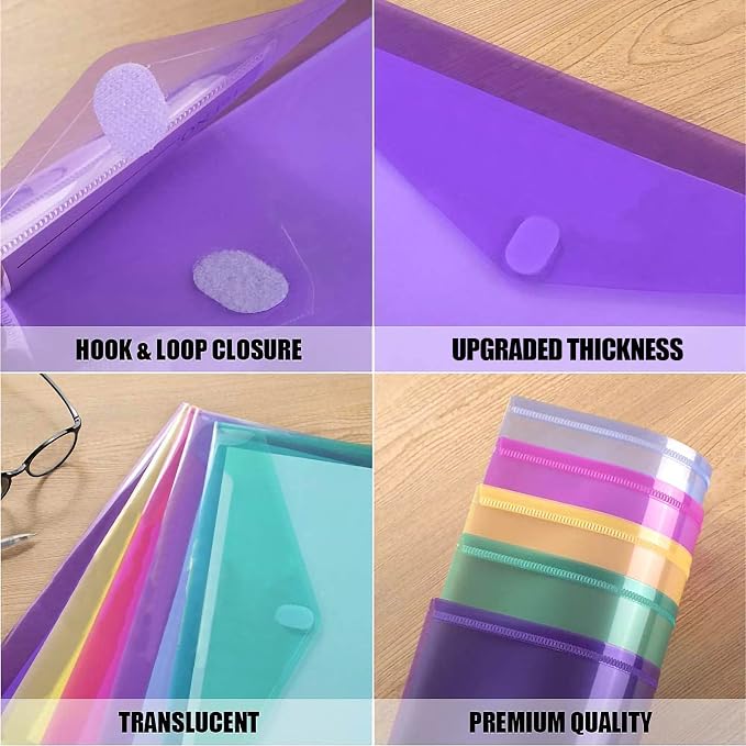 Sooez 6 Pack Plastic Envelopes File Folders, Plastic Folders - Image 3