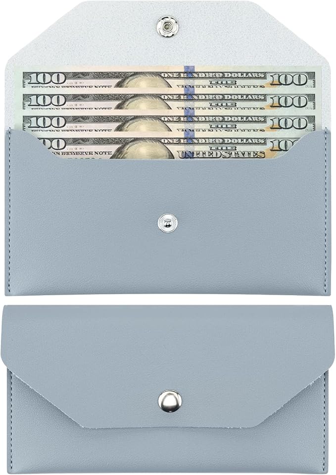 1 Pieces Money Saving Binder, Light Blue PU Leather Cash Envelopes Cash Wallet by Unknown