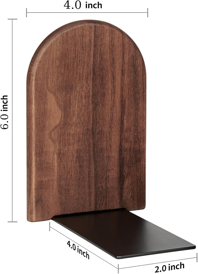 Book Ends, 4 Pack Medium Bookends Wood Book Ends Universal Economy Bookend - Image 3
