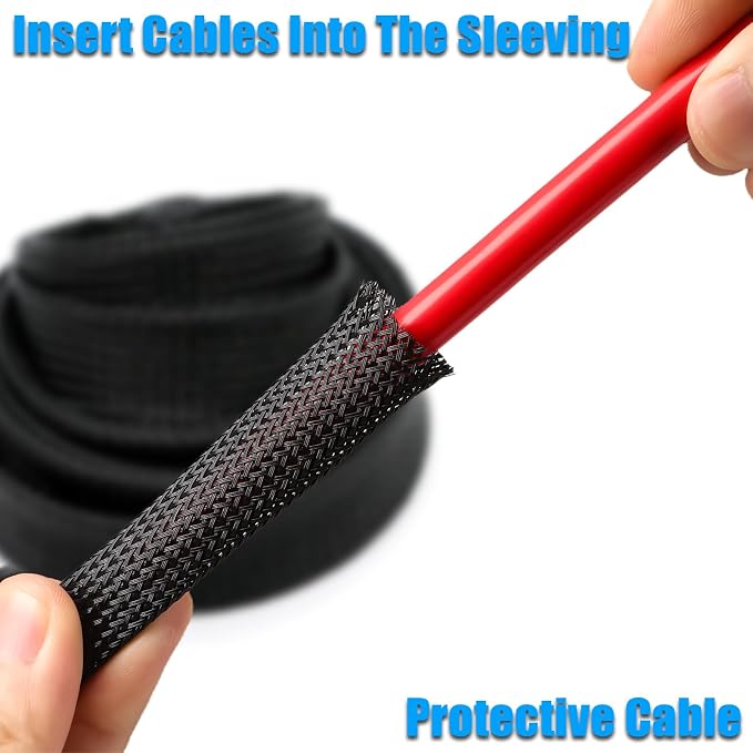 25ft PET Expandable Braided Cable Sleeve 13/16inch Pet Braided Cable Sleeve - Image 4