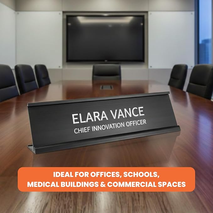 2" x 8" Aluminum Office Desk Nameplate Sign Holder 10 Pack - Image 4