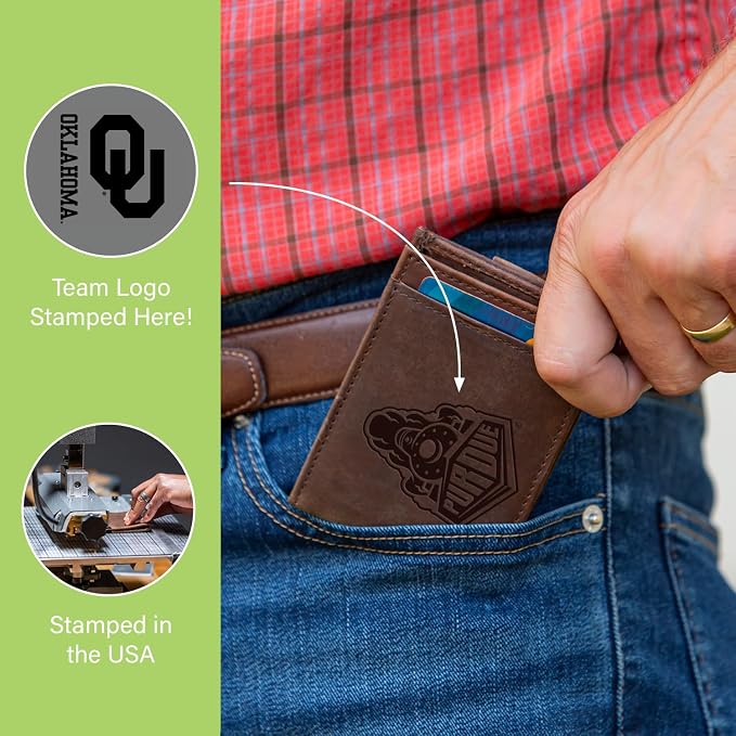 Team Sports America NCAA University of Oklahoma Front Pocket Slim Wallet - Image 7