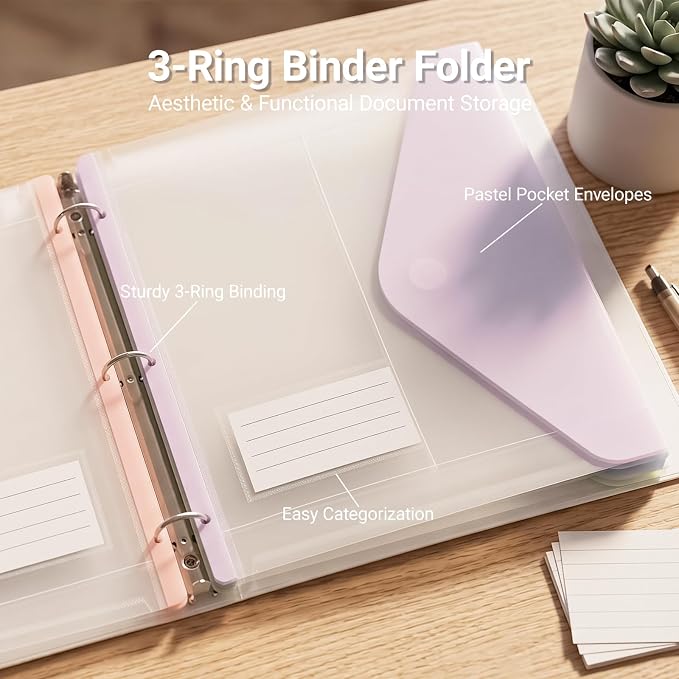 50 Pack Binder Pockets, Heavyweight Clear Plastic Folders - Image 2