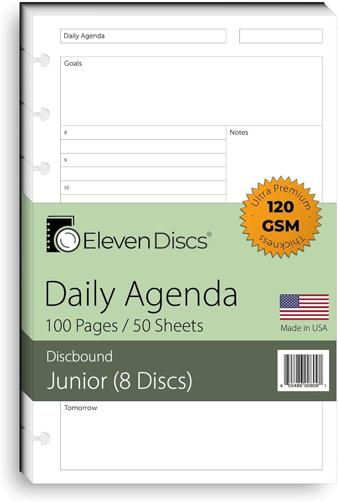 Eleven Discs Discbound Paper, Junior Size Undated Daily Agenda Sheets by ElevenDiscs