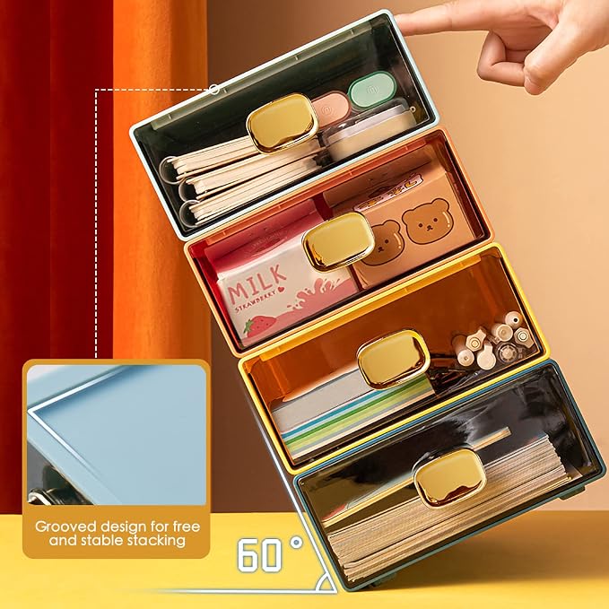 Large Desk Drawer Organizer 13"x9"x3.3" Stackable Desktop Storage Organizer - Image 6