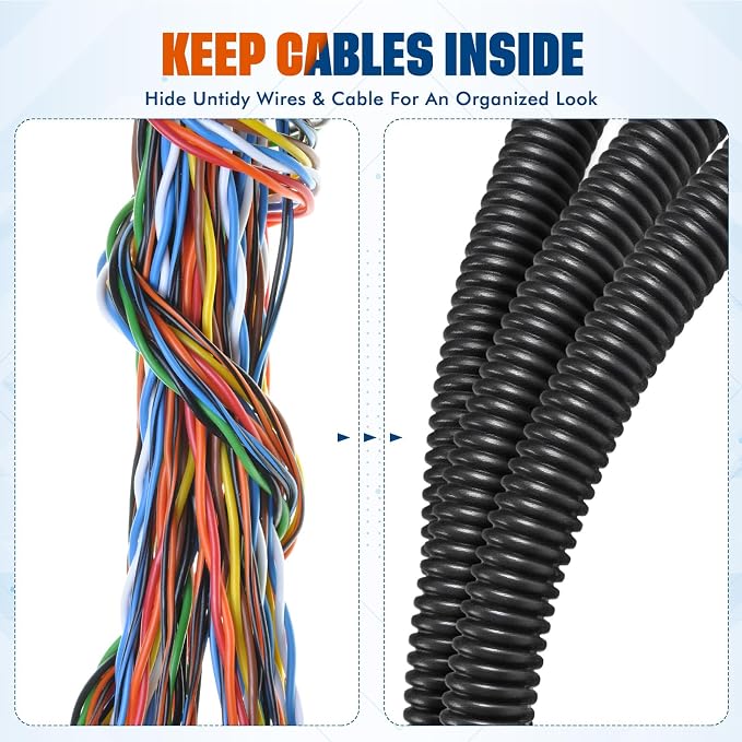 Sasylvia 1/2" x 300 ft Split Wire Loom Tubing Automotive Wire Loom Assortment - Image 3