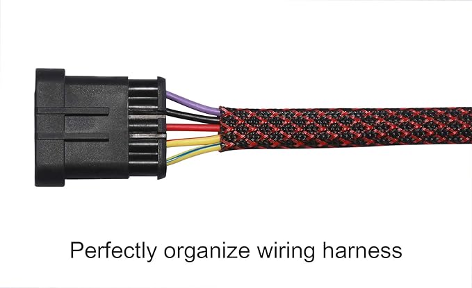25ft - 1/2 inch PET Expandable Braided Sleeving – BlackRed – Alex Tech Braided - Image 3