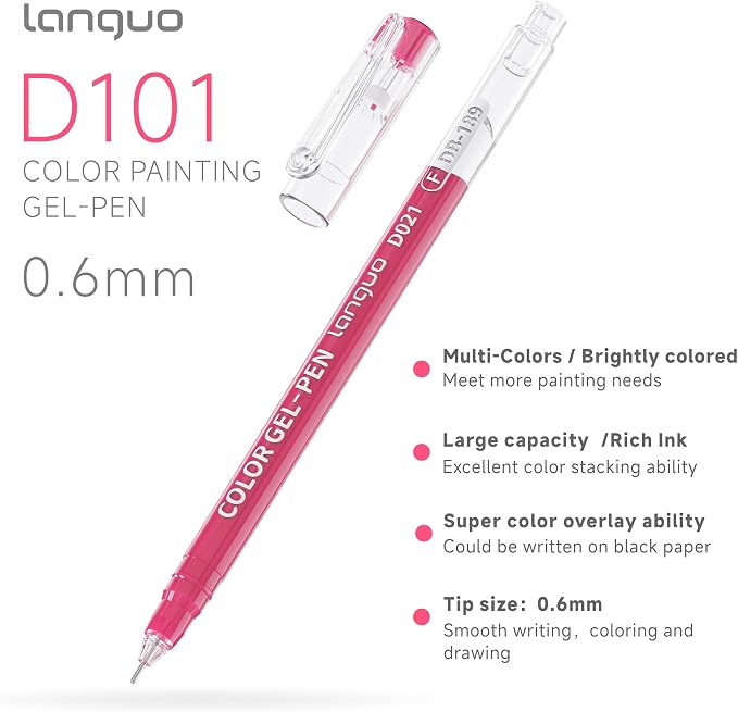 languo Acrylic Gel Pens for Coloring, 99 Colors Set Gel Colored Pens Marker - Image 2