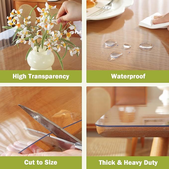 OstepDecor Clear Table Cover Protector 30 x 50 Inch, 1.5mm Thick Plastic Table - Image 4