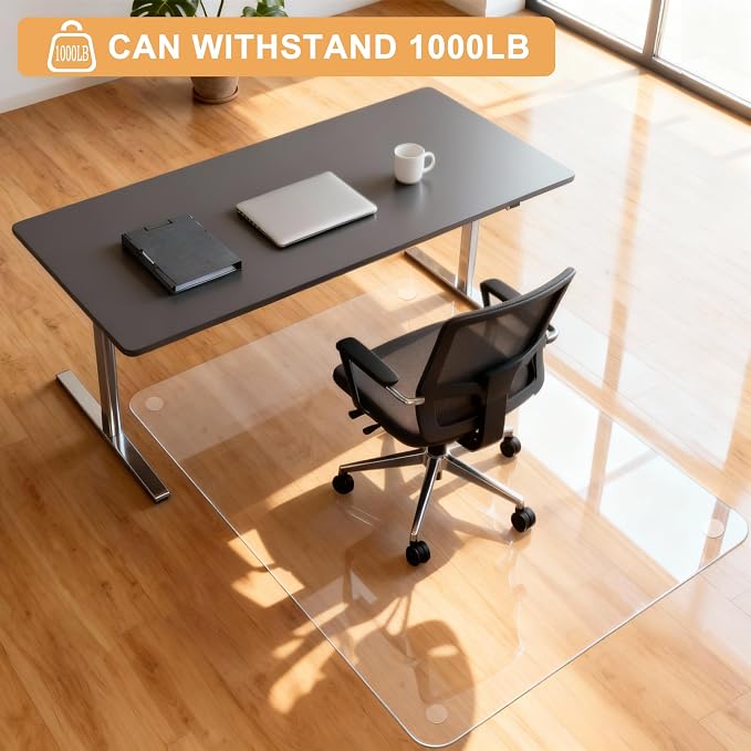Azadx Tempered Glass Chair Mat for Carpet 40" x 48" Heavy Duty Office Chair Mat - Image 9