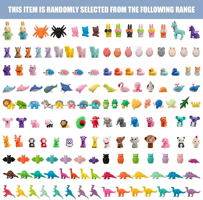 210pcs 3D Cute Kids Erasers, Random Desktop Pet Toys Gifts, Classroom Rewards - Image 6