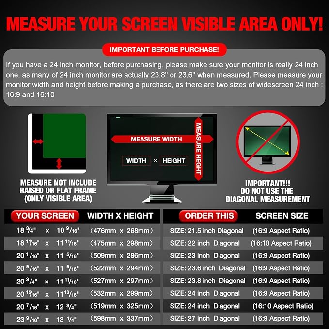 Computer Privacy Screen Filter for 21.5 Inch 16:9 Widescreen Monitor, - Image 2