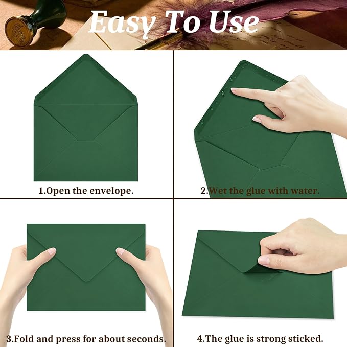 50 Pack Dark Green A7 Envelopes, Christmas Greeting Card Envelopes Self Seal - Image 4