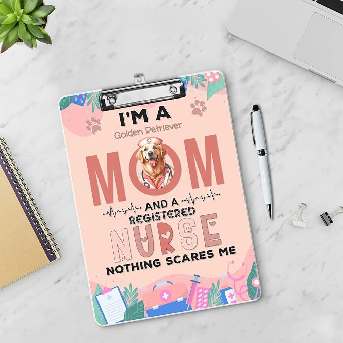 I'm a Golden Retriever Mom and a Registered Nurse Nothing Scares Me Acrylic - Image 3