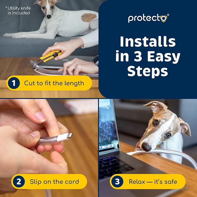 PROTECTO 2-Pack Heavy Duty Cord Protectors from Pets No Chew Solution, 7ft Easy - Image 7
