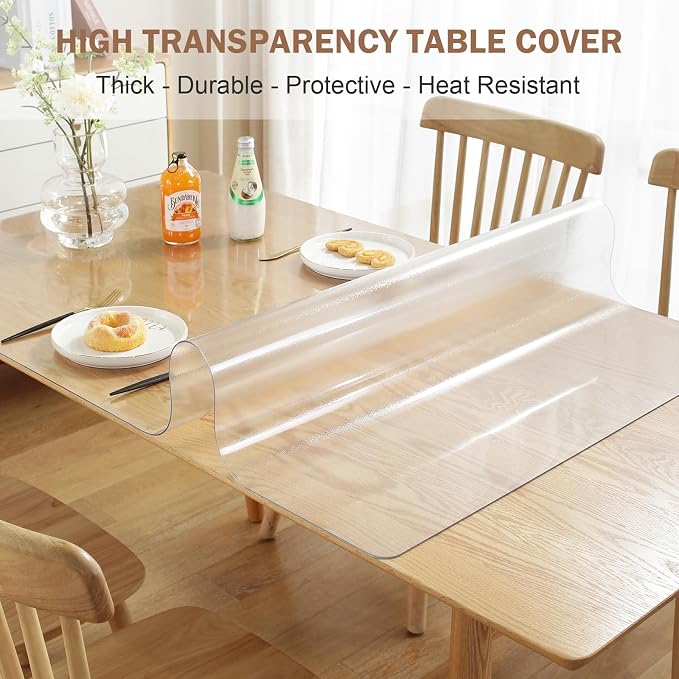 LovePads Frosted Table Cover Protector 40 x 84 Inch, 1.5mm Thick Plastic Table - Image 2