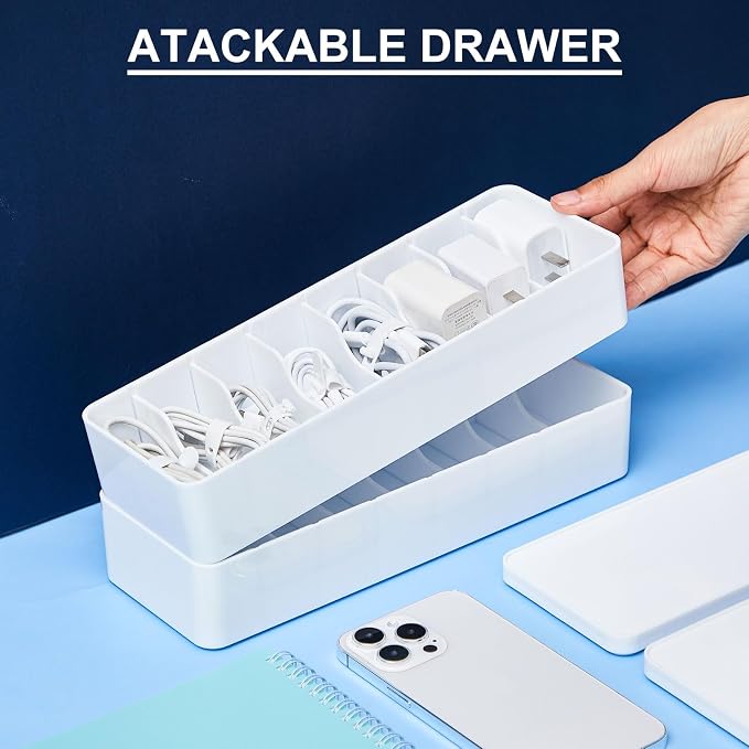 Tatuo 4 Pcs Cord Organizer for Drawer Desktop, Cable Organizer Box - Image 4