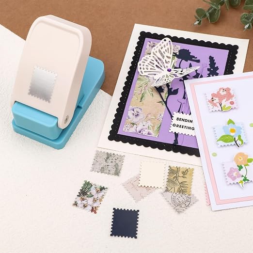2 Pcs Stamp Punch, 1 Inch Square Stamp Punch & 1X0.8 Inch Rectangular Postage - Image 2