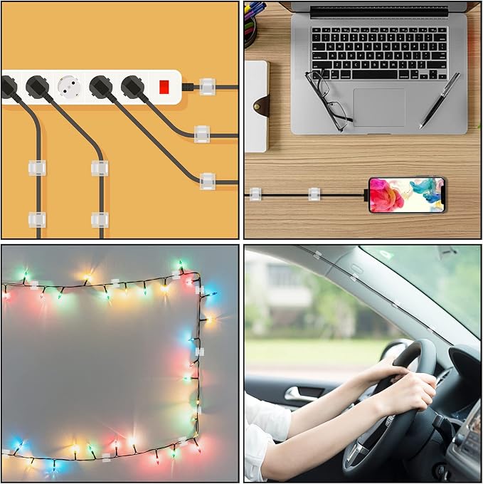 130 Pcs Cable Clips, Adhesive Cable Organizer Cord Holder Wire Clip Wire - Image 7